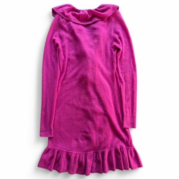 Diane von Furstenberg Lidia Cashmere Dress – Bright Coquette Ruffle Midi Sz M - Picture 3 of 15